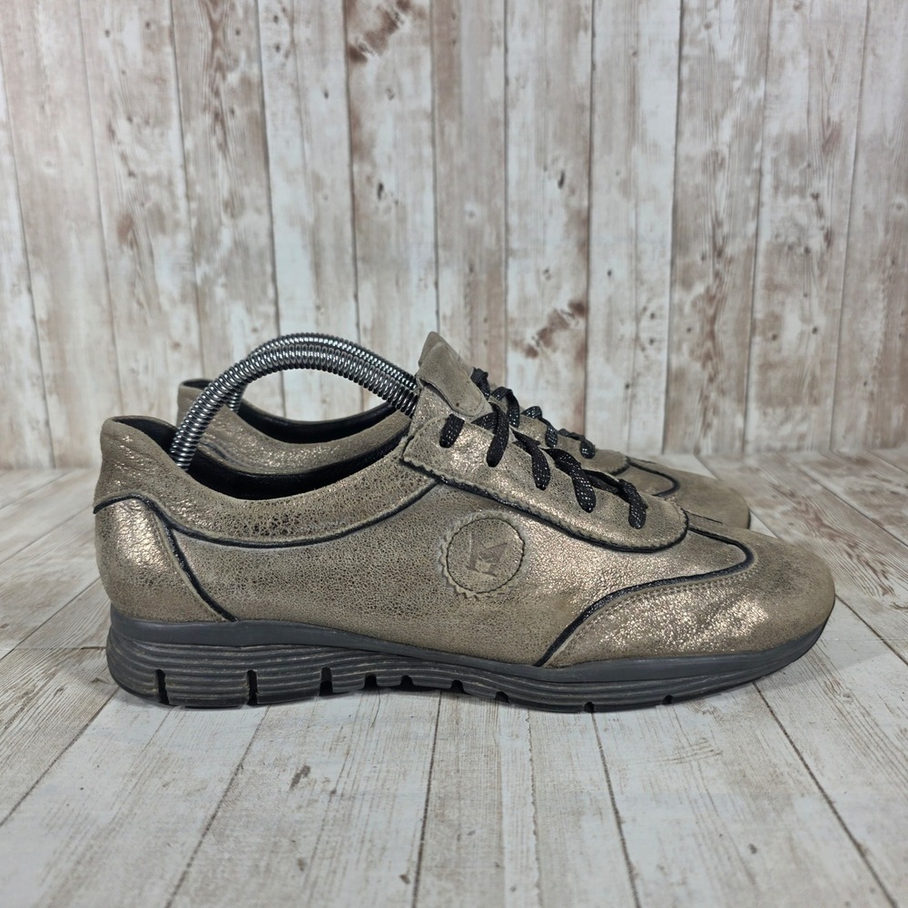 Womens Gabor Metallic Bronze Leather Lace Up Sneakers Size 7.5 US‎ 38.5 EU